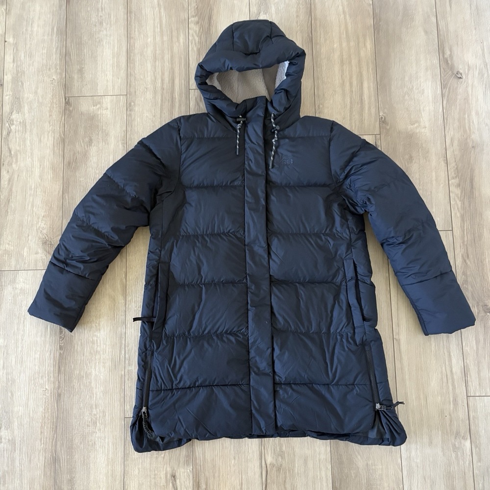 REI Co-Op Jacket Womens L Black Norseland Insulated Parka Down Long Coat Hooded - Picture 1 of 9